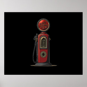 Poster Black Lightning Oil Company Pompe à gaz rétro