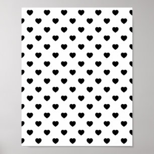 Poster Black Love Hearts Arrière - plan blanc
