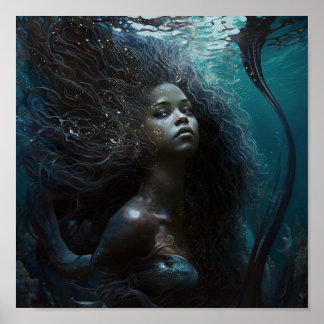 Poster 'Black Mermaid 6'