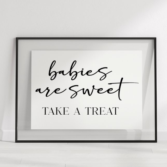 Poster Black Modern Simple Script Baby Shower Favor (Créateur téléchargé)