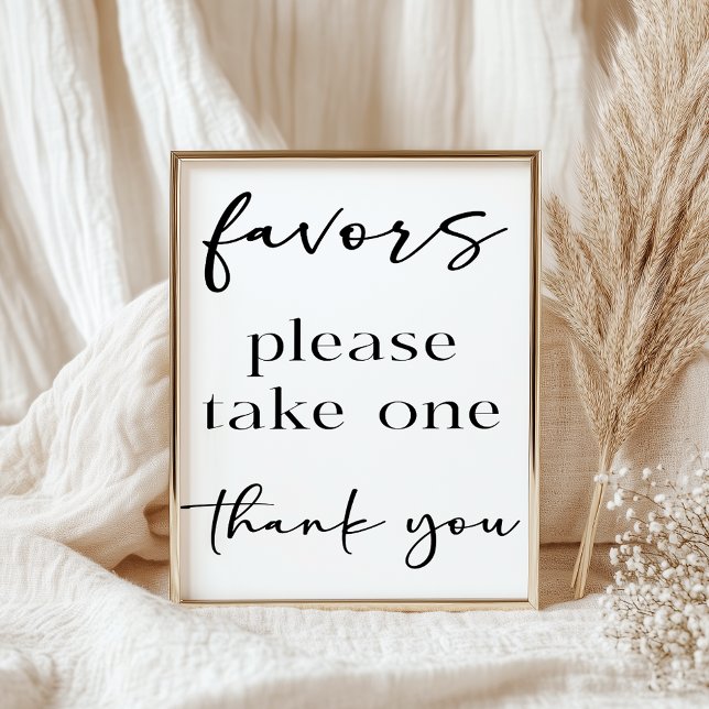 Poster Black Modern Simple Script Baby Shower Favors (Créateur téléchargé)