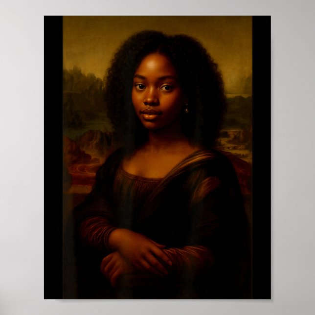 Poster Black Mona Lisa Afro African Melanin Black History (Devant)