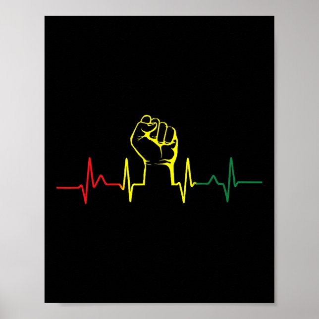 Poster Black Power Fist Heartbeat African American Pride (Devant)