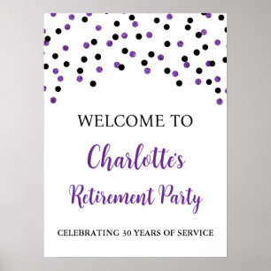 Poster Black Purple Retraite Party Personnalisé 18x24