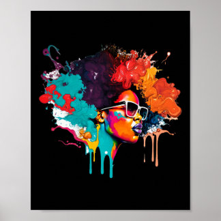 Poster Black Queen Afro Melanin Driving Art Lover Amériqu