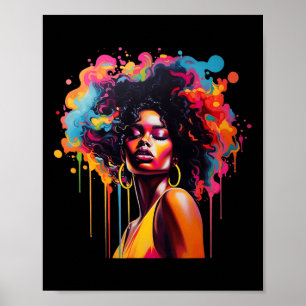 Poster Black Queen Afro Melanin Driving JunetDix Afric