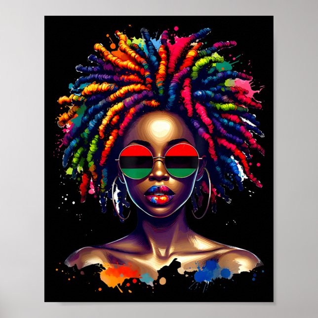 Poster Black Queen Dripng Afro Melanin Black History Mont (Devant)