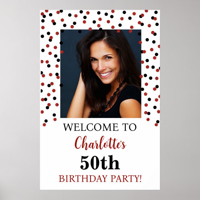 Poster Black Red Birthday Party Custom 20x30 Photo (Devant)