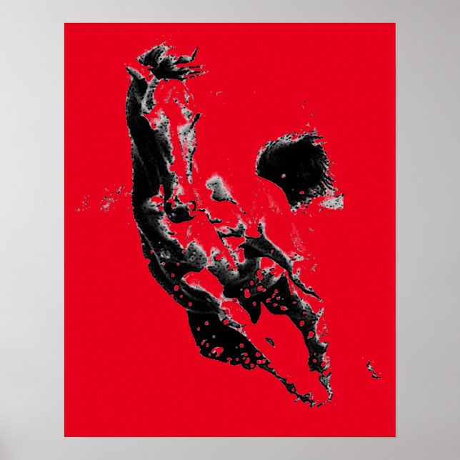 Poster Black Red Pop Art Runse Horse (Devant)