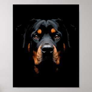 Poster Black Rottweiler Dog Rottie Face