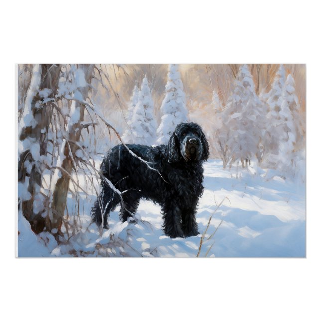 Poster Black Russian Terrier Laisser neiger Noël (Devant)