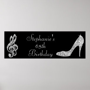Poster Black/silver Music Note & Stiletto 65e anniversair