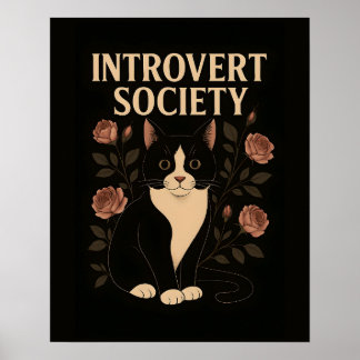 Poster Black Tuxedo Chat Introvertie Société