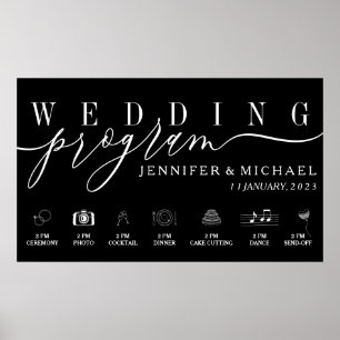 Poster Black Wedding Program Custom Icons Timeline menu