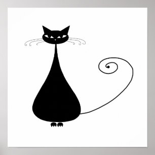 Poster Black Whimsy Kitty 4