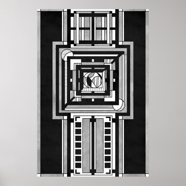 Poster Black & White Art Deco Tapestry (Devant)