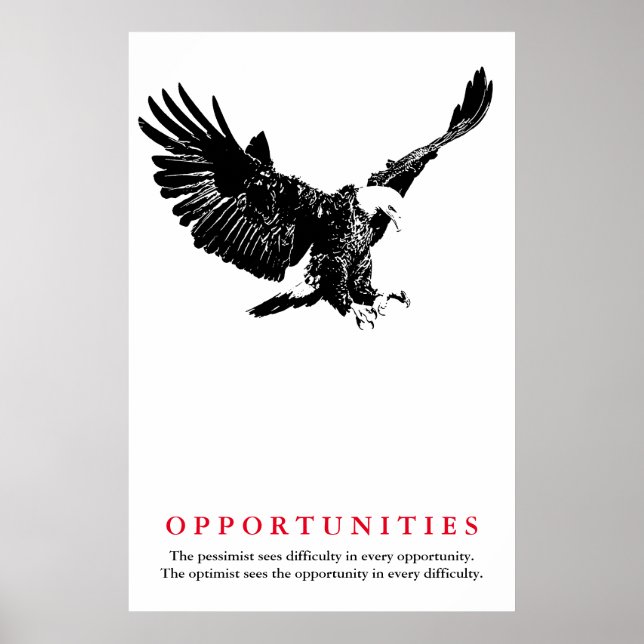 Poster Black White Bald Eagle Possibilités de motivation (Devant)