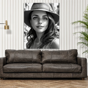 Poster Black & White Bohemian Woman Génération AI Art