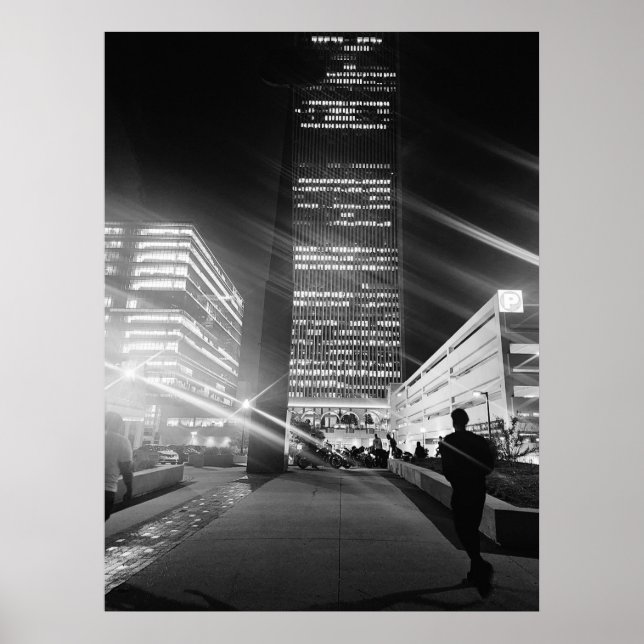 Poster Black & White City Lights (Devant)