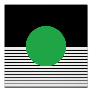 Poster Black White Op Art Cercle vert