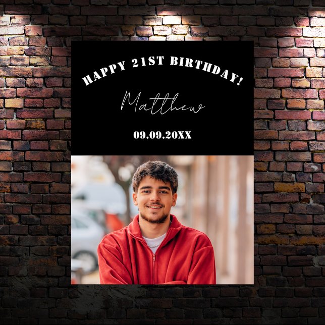 Poster Black white photo fête d'anniversaire (Créateur téléchargé)