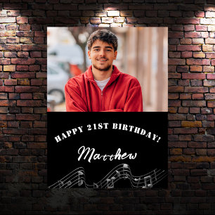 Poster Black white photo musique anniversaire