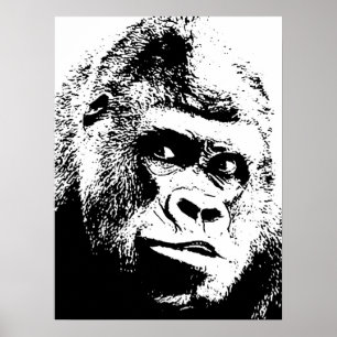 Poster Black White Pop Art Gorilla