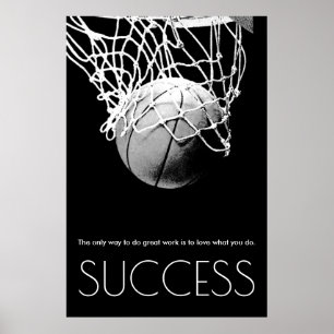 Poster Black White Success Motivational Basketball Trendy