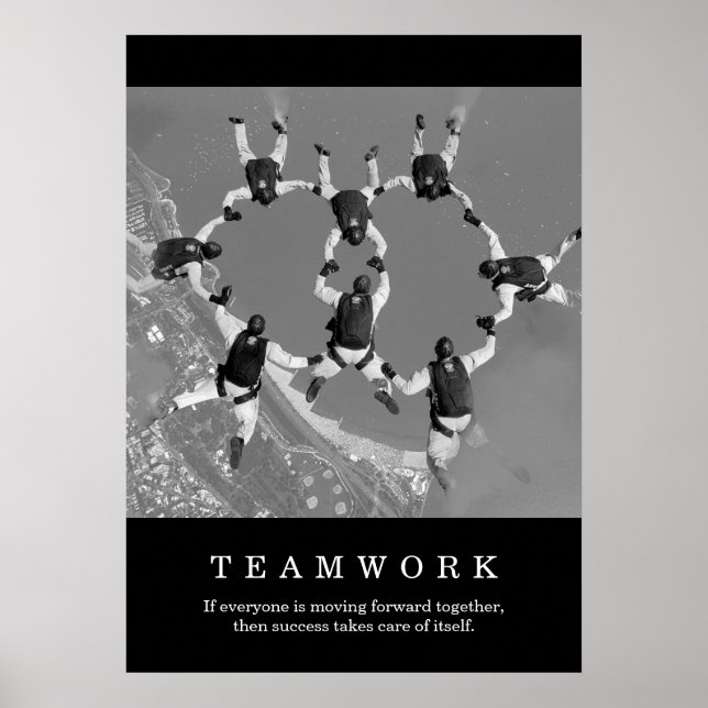 Poster Black White Teamwork Motivational Inspiration (Devant)