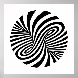 Poster Black & White Vortex Pattern - Optical Illusion