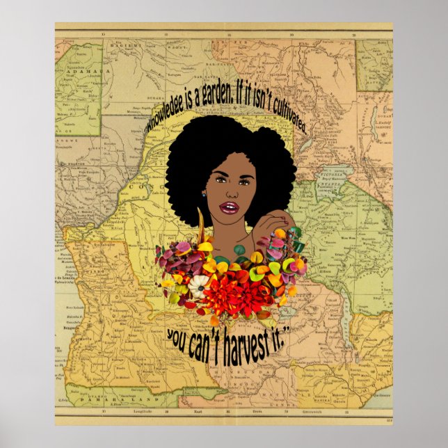 Poster Black Woman African Proverbs cite l'art de la sage (Devant)