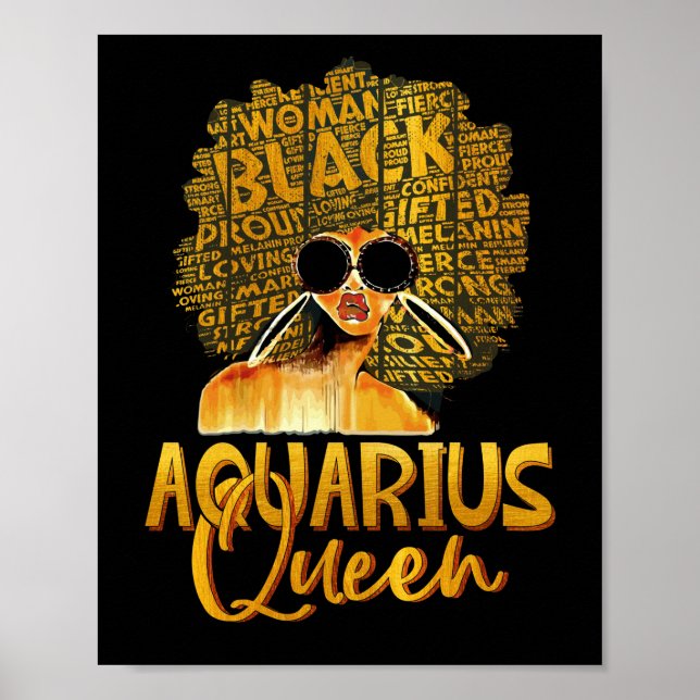 Poster Black Women Afran Hair Art AQUARIUS Queen Février (Devant)