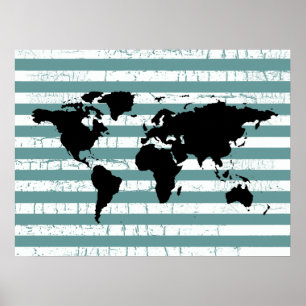Poster black world witpes stripes
