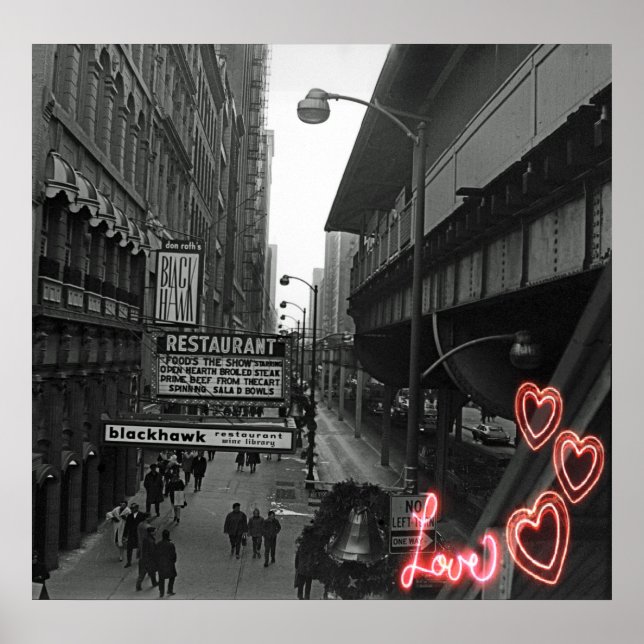 Poster Blackhawk, rue des signes du restaurant de Chicago (Devant)
