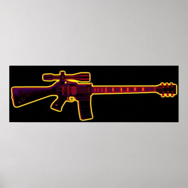Poster Blacklight de la guitare d'assaut (Devant)