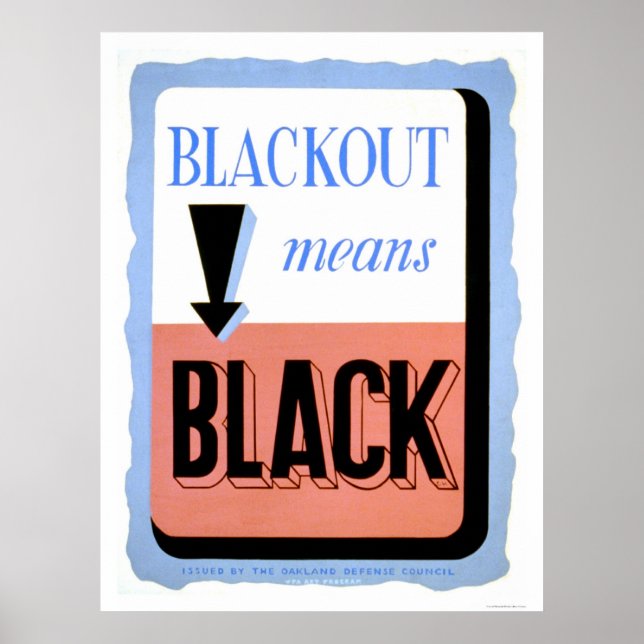 Poster Blackout de défense civile 1942 WPA (Devant)