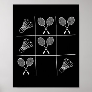 Poster Blague drôle de badminton - Morpion Tic-tac