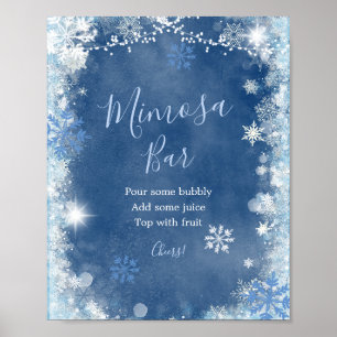 Poster Blanc Bleu hiver Snowflake Douche Mimosa Bar