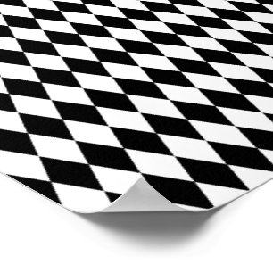 Poster Blanc Élégant Harlequin Noir Géométrique Losanges