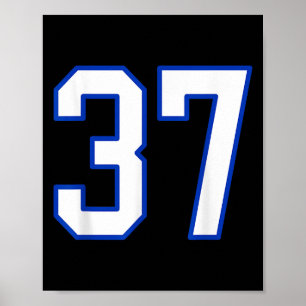 Poster Blanc Et Royal Blue Numéro 37 Joueur Jersey Unifo