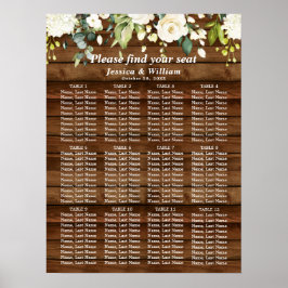 Poster Blanc et verdure 12 tables Mariage CHART DE SIÈGE