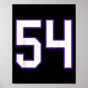 Poster Blanc Et Violet Numéro 54 Joueur Jersey Uniforme #