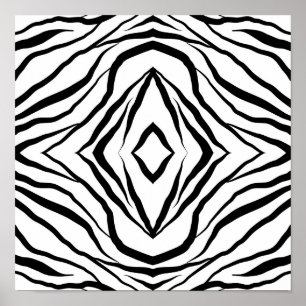 Poster Blanc géométrique sur bandes Zebra noires