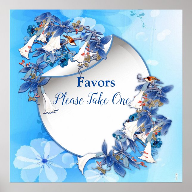 Poster Blanc Illustré Aquarelle Fleur de lune Faveurs (Devant)