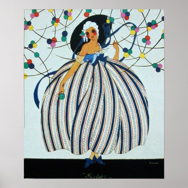 POSTER BLANC JEUNE FILLE BEAUTÉ MODE COSTUME DESIGN (Devant)