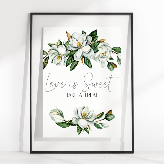 Poster Blanc Magnolia Floral Mariage L'amour est doux Fav (Créateur téléchargé)