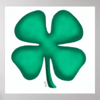 Poster blanc mat Lucky 4 feuilles irlandais Clover