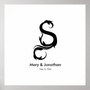 POSTER BLANC RUSÉ DE MONOGRAMME DE S