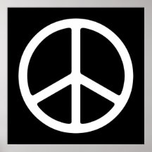 Blanc sur noir Symbole de paix Art Imprimer