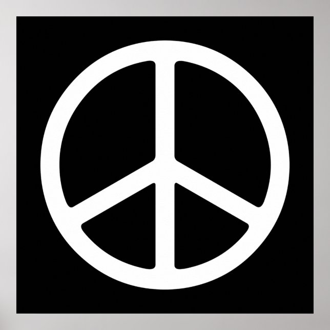 Poster Blanc sur noir Symbole de paix Art Imprimer (Devant)